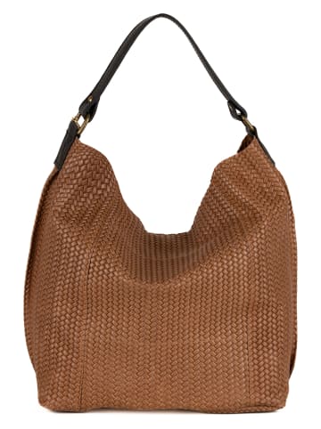Anna Morellini Leder-Schultertasche "Sebastiana" in Braun - (B)38 x (H)36 x (T)14 cm