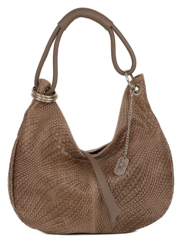 Anna Morellini Leder-Schultertasche "Concetta" in Braun - (B)38 x (H)34 x (T)10 cm