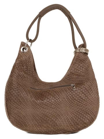 Anna Morellini Leder-Schultertasche "Concetta" in Braun - (B)38 x (H)34 x (T)10 cm