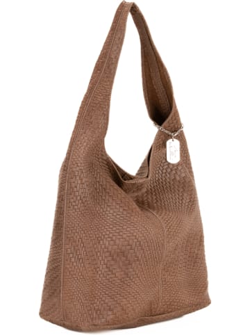 Anna Morellini Leder-Schultertasche "Palladia" in Hellbraun - (B)38 x (H)30 x (T)2 cm