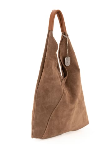 Anna Morellini Leren shopper "Eleonora" lichtbruin - (B)40 x (H)31 x (D)2 cm