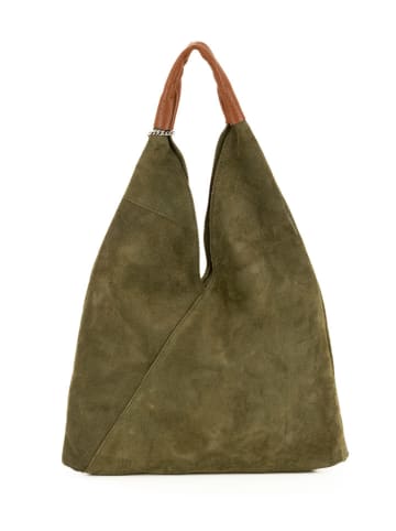 Anna Morellini Leder-Shopper "Eleonora" in Oliv - (B)40 x (H)31 x (T)2 cm