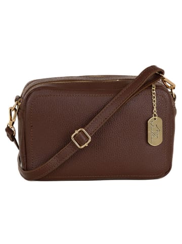 Anna Morellini Leren schoudertas "Pippa" donkerbruin - (B)25 x (H)16 x (D)6 cm