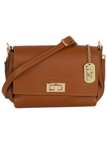 Anna Morellini Leder-Umhängetasche "Matalia" in Hellbraun - (B)22 x (H)17 x (T)9 cm