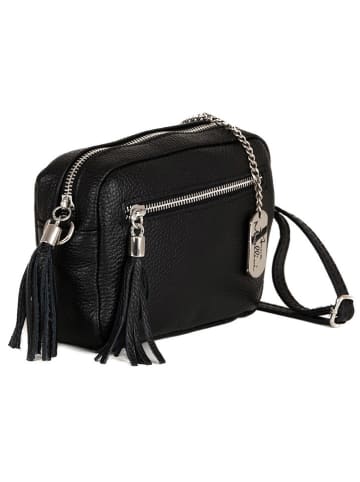 Anna Morellini Leder-Umhängetasche "Micola" in Schwarz - (B)20 x (H)16 x (T)8 cm