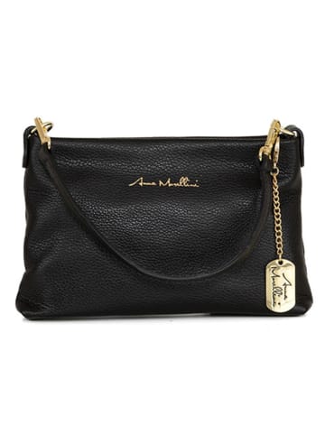Anna Morellini Leder-Schultertasche "Sancia" in Schwarz - (B)25 x (H)16 x (T)4 cm