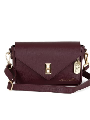 Anna Morellini Skórzana torebka "Terina" w kolorze bordowym - 24 x 16 x 6,5 cm