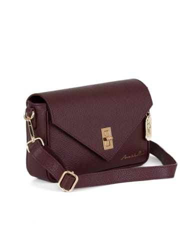 Anna Morellini Skórzana torebka "Terina" w kolorze bordowym - 24 x 16 x 6,5 cm