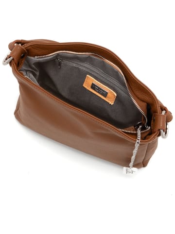 Anna Morellini Leder-Schultertasche "Paolina" in Cognac - (B)28 x (H)24 x (T)8 cm