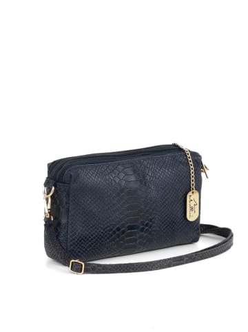 Anna Morellini Leren schoudertas "Luigina" donkerblauw - (B)25 x (H)16 x (D)7 cm