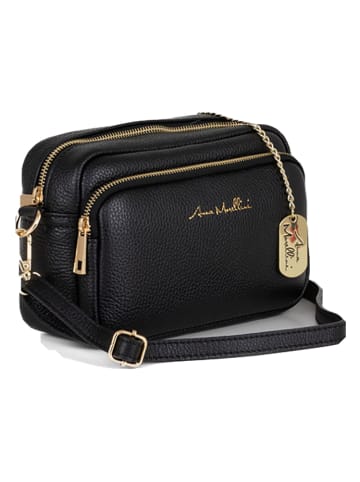 Anna Morellini Leder-Umhängetasche "Tabita" in Schwarz - (B)22 x (H)15 x (T)10 cm