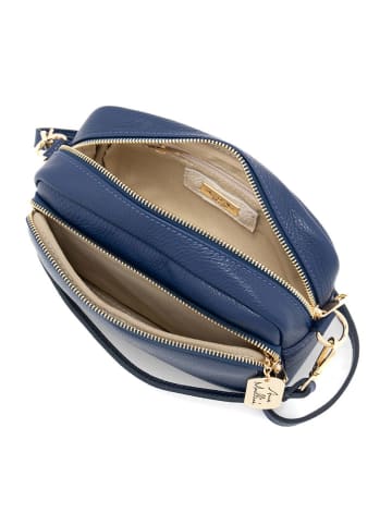 Anna Morellini Leren schoudertas "Tabita" donkerblauw - (B)22 x (H)15 x (D)10 cm