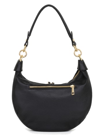Anna Morellini Leder-Schultertasche "Fosca" in Schwarz - (B)29 x (H)23 x (T)10 cm