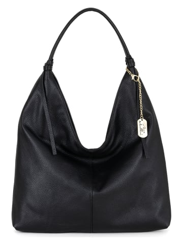 Anna Morellini Leder-Schultertasche "Samuela" in Schwarz - (B)38 x (H)30 x (T)10 cm