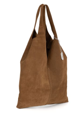 Anna Morellini Leren schoudertas "Rossana" lichtbruin - (B)34 x (H)30 x (D)5 cm