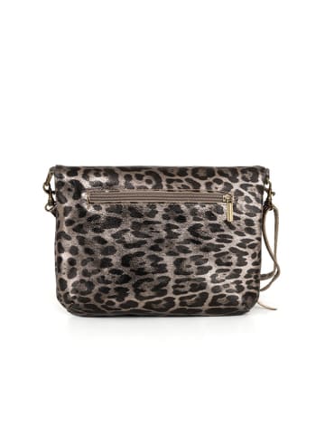 Anna Morellini Leren schoudertas "Malvina" zwart/taupe - (B)22 x (H)18 x (D)2 cm