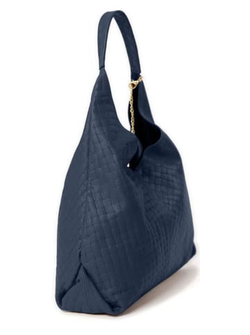 Anna Morellini Skórzany shopper bag "Nicolina" w kolorze granatowym - 41 x 42 x 11 cm