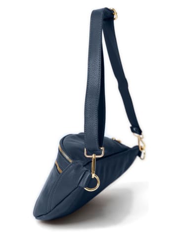 Anna Morellini Leren borstbuidel "Lorenza" donkerblauw - (B)36 x (H)22,5 x (D)12 cm
