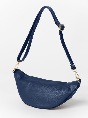 Anna Morellini Leren borstbuidel "Carola" donkerblauw - (B)32 x (H)16 x (D)9,5 cm