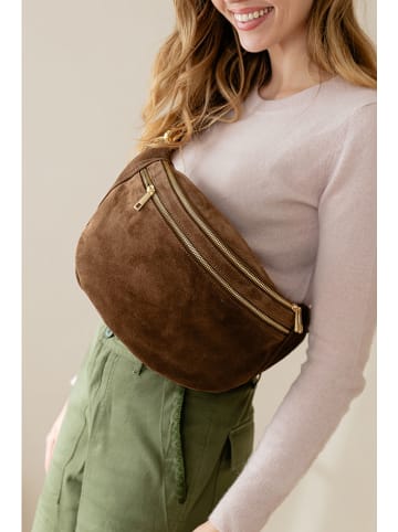 Anna Morellini Leren borstbuidel "Lolanda" lichtbruin - (B)36 x (H)22 x (D)12 cm