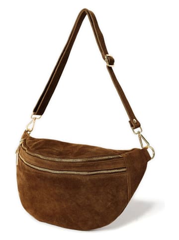 Anna Morellini Leder-Brustbeutel "Lolanda" in Hellbraun - (B)36 x (H)22 x (T)12 cm