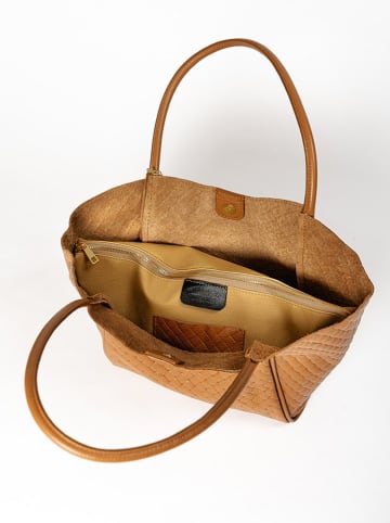 Anna Morellini Leren schoudertas "Magliana" camel - (B)38 x (H)30 x (D)2 cm