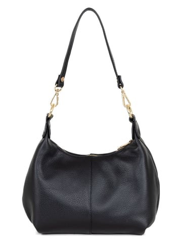 Anna Morellini Leder-Schultertasche "Savina" in Schwarz - (B)24 x (H)17 x (T)10 cm