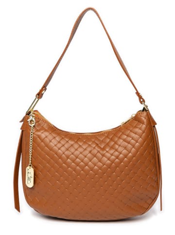 Anna Morellini Leren schoudertas "Matea" lichtbruin - (B)32 x (H)22 x (D)6 cm