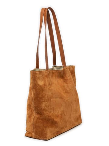 Anna Morellini Leren schoudertas "Fiorisa" lichtbruin - (B)34 x (H)30 x (D)14 cm