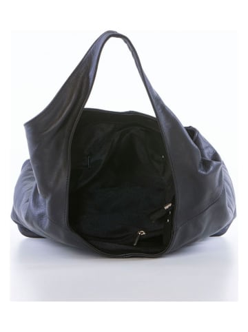 Lucca Baldi Leder-Schultertasche "Barga" in Schwarz - (B)33 x (H)32 x (T)16 cm