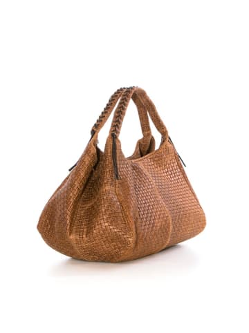 Lucca Baldi Leder-Schultertasche "Pitigliano" in Cognac - (B)41 x (H)34 x (T)30 cm