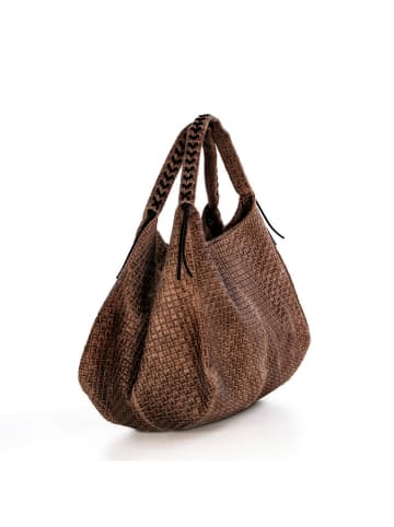 Lucca Baldi Leren schoudertas "Pitigliano" bruin - (B)41 x (H)34 x (D)30 cm