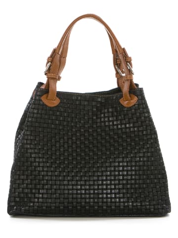 Lucca Baldi Leren shopper "Fosdinovo" zwart - (B)45 x (H)37 x (D)15 cm