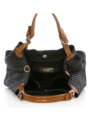 Lucca Baldi Skórzany shopper bag "Fosdinovo" w kolorze czarnym - 45 x 37 x 15 cm