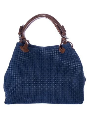 Lucca Baldi Leren handtas "Fosdinovo" donkerblauw - (B)45 x (H)37 x (D)15 cm
