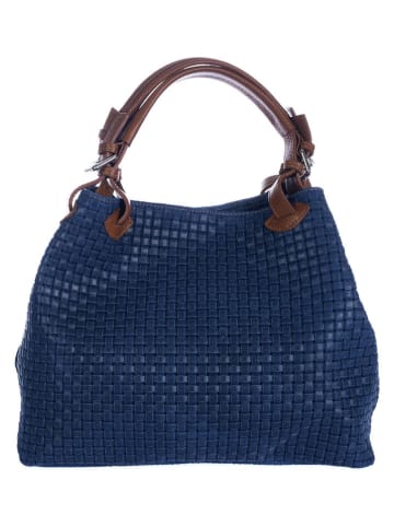 Lucca Baldi Leren handtas "Fosdinovo" donkerblauw - (B)45 x (H)37 x (D)15 cm