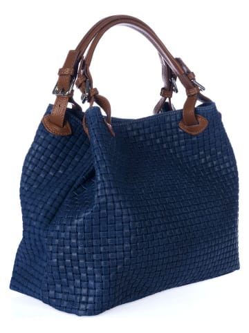 Lucca Baldi Leren handtas "Fosdinovo" donkerblauw - (B)45 x (H)37 x (D)15 cm