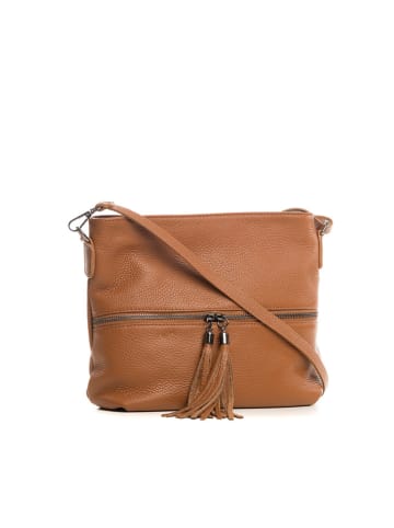 Lucca Baldi Leren schoudertas "Montepulciano" cognackleurig - (B)36 x (H)23 x (D)10 cm