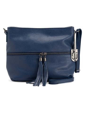 Lucca Baldi Leren schoudertas "Montepulciano" donkerblauw - (B)36 x (H)23 x (D)10 cm