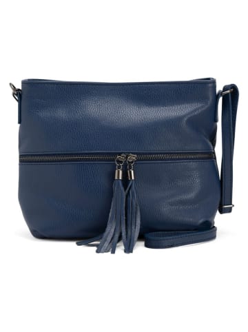 Lucca Baldi Leder-Umhängetasche "Montepulciano" in Dunkelblau - (B)36 x (H)23 x (T)10 cm