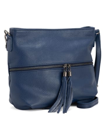 Lucca Baldi Leder-Umhängetasche "Montepulciano" in Dunkelblau - (B)36 x (H)23 x (T)10 cm