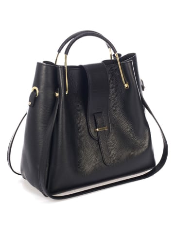 Lucca Baldi Leder-Henkeltasche "Vinci" in Schwarz - (B)33 x (H)28 x (T)13 cm
