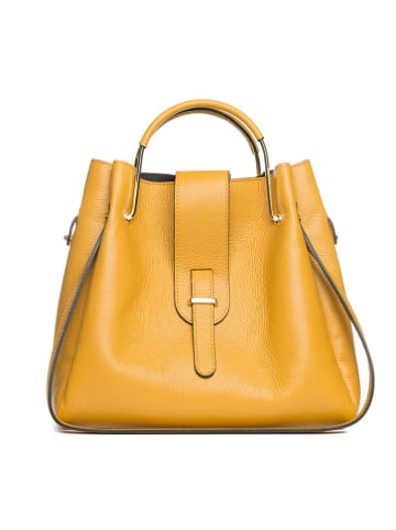 Lucca Baldi Leder-Henkeltasche "Vinci" in Gelb - (B)33 x (H)28 x (T)13 cm