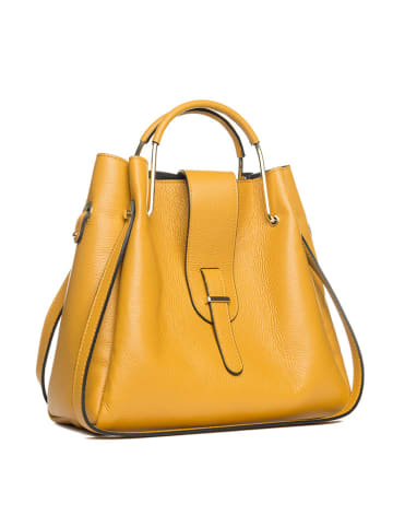 Lucca Baldi Leder-Henkeltasche "Vinci" in Gelb - (B)33 x (H)28 x (T)13 cm