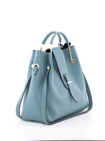 Lucca Baldi Leder-Henkeltasche "Vinci" in Hellblau - (B)33 x (H)28 x (T)13 cm