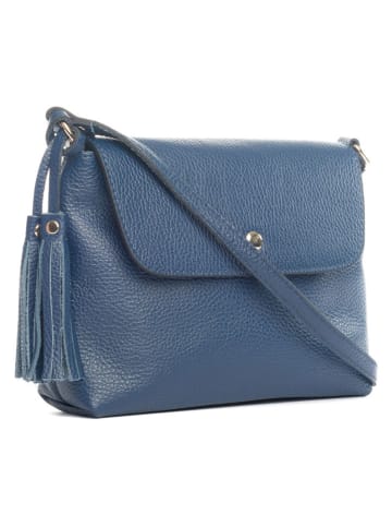 Lucca Baldi Leder-Umhängetasche "Bagni" in Blau - (B)25 x (H)17 x (T)7 cm