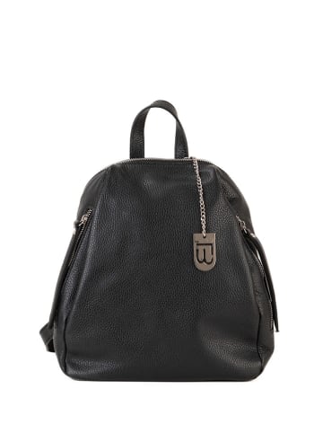 Lucca Baldi Leren rugzak "Gambellara" zwart - (B)27 x (H)31 x (D)13 cm