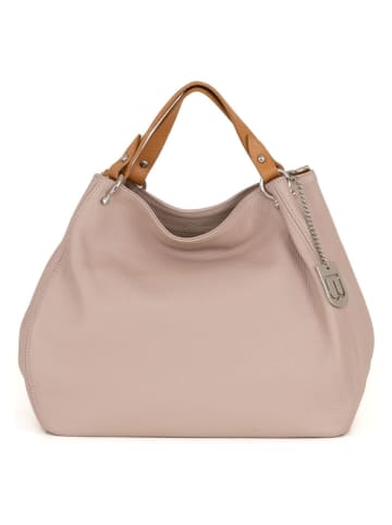 Lucca Baldi Leder-Henkeltasche "Sassari" in Beige - (B)33 x (H)28 x (T)16 cm