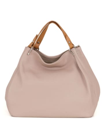 Lucca Baldi Leder-Henkeltasche "Sassari" in Beige - (B)33 x (H)28 x (T)16 cm