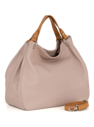 Lucca Baldi Leren handtas "Sassari" beige - (B)33 x (H)28 x (D)16 cm